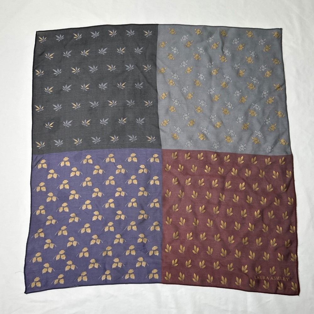 Laura Ashley Womens Leaf Print Metallic Square Scarf One Size Multi Burgundy